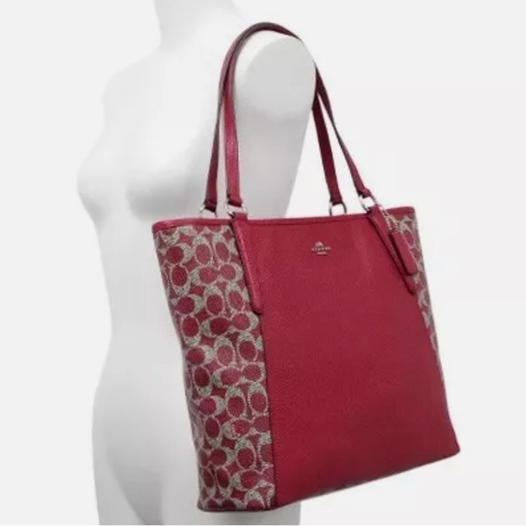 COACH SAFFIANO LEATHER BAILEY TOTE RED - Picture 2 of 9